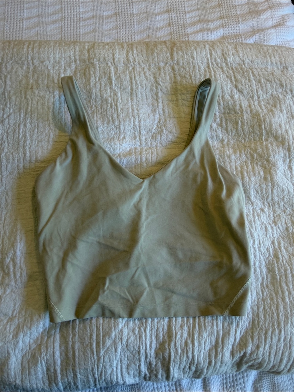 lululemon athletica Light Olive Green Cropped Tank Top